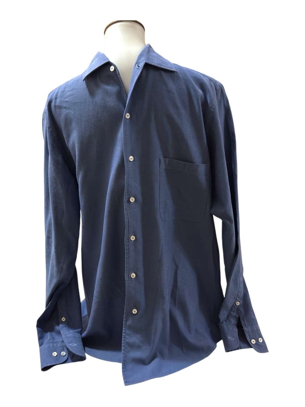 Loro Piana Men’s M Blue 100% Cotton Button Down Shirt Made Italy Quiet Luxury